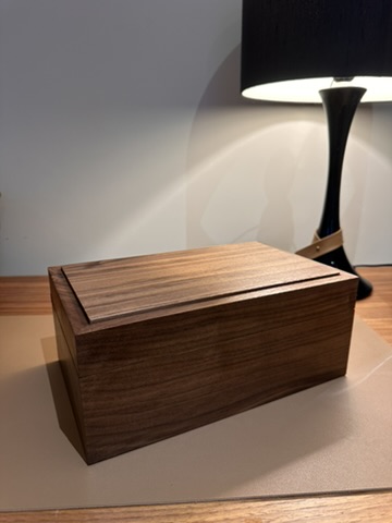 A walnut box, hand-finished, by Ekaterina Kharchenko
